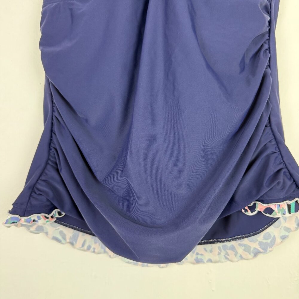 NWT Island Escape Mariposa Halterkini Top Tankini Swim Navy Blue Plus Size 14 - Picture 4 of 11